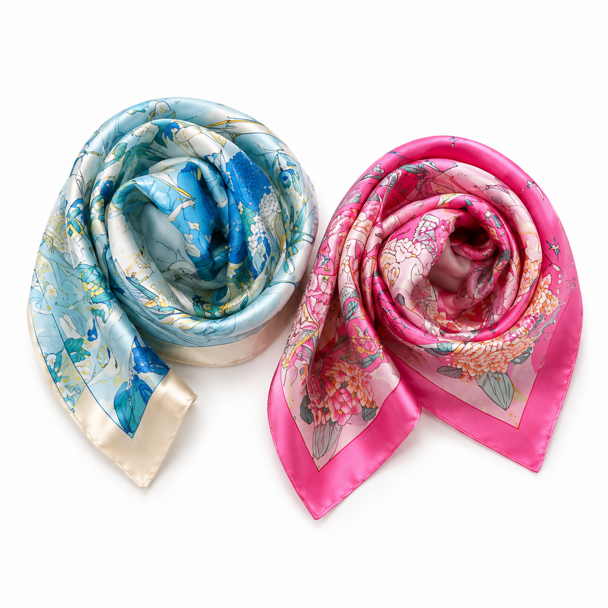 Women's Silky, Satin Twill Scarf Collection – Fashion Accessories in a Colorful 2-Piece Set - Wear Sierra