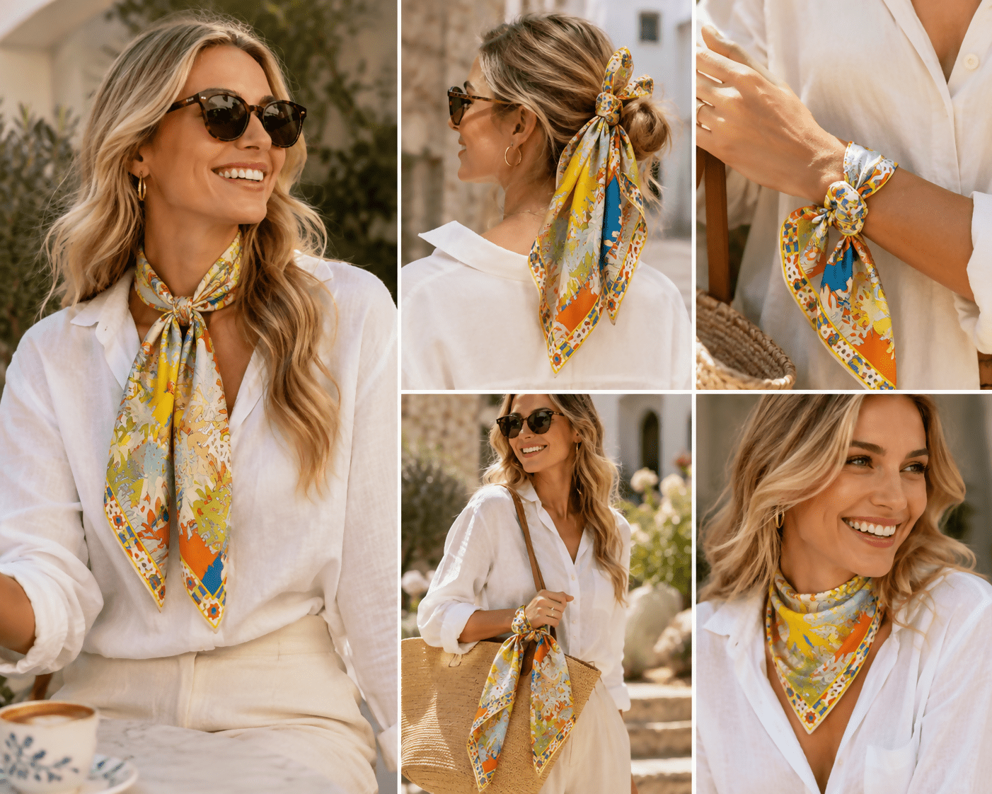 Women's Silky, Satin Twill Scarf Collection – Fashion Accessories in a Colorful 2-Piece Set - Wear Sierra