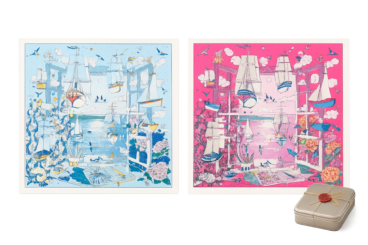Women's Silky, Satin Twill Scarf Collection – Fashion Accessories in a Colorful 2-Piece Set - Wear Sierra