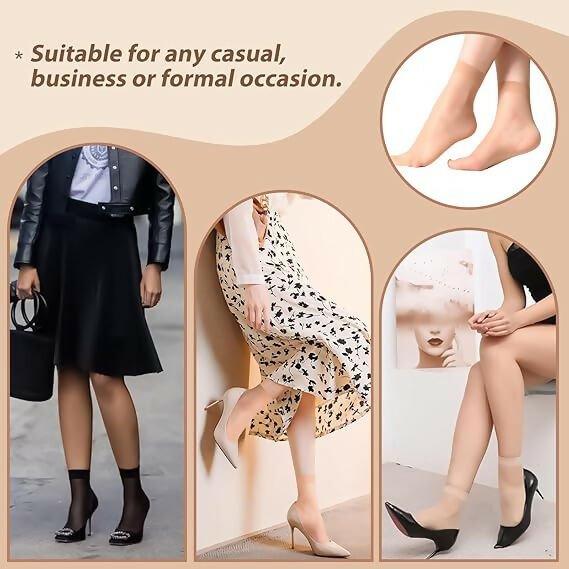 Women's Stay-Up Nylon Ankle Highs Regular and Queen Sizes in 6-Pair Packs - Wear Sierra