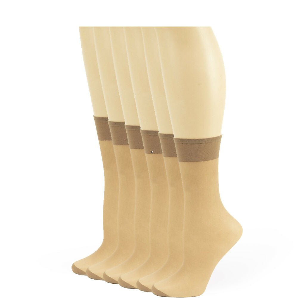 Women's Stay-Up Nylon Ankle Highs Regular and Queen Sizes in 6-Pair Packs - Wear Sierra