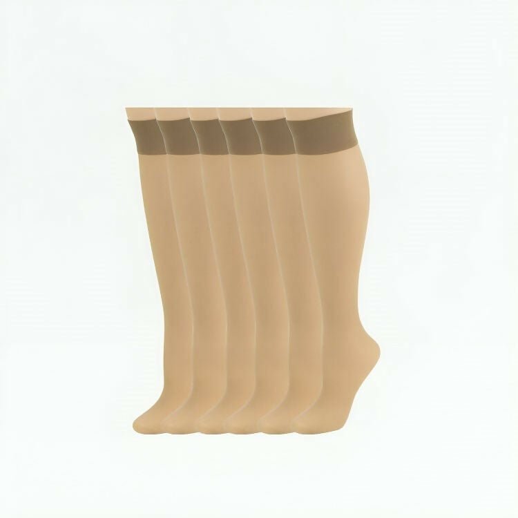 Women's Stay-Up Nylon Knee Highs Comfort Hosiery with Reinforced Toe 6 Pair Pack - Wear Sierra