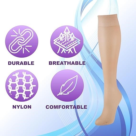 Women's Stay-Up Nylon Knee Highs Queen Plus 6 Pair Packs - Wear Sierra