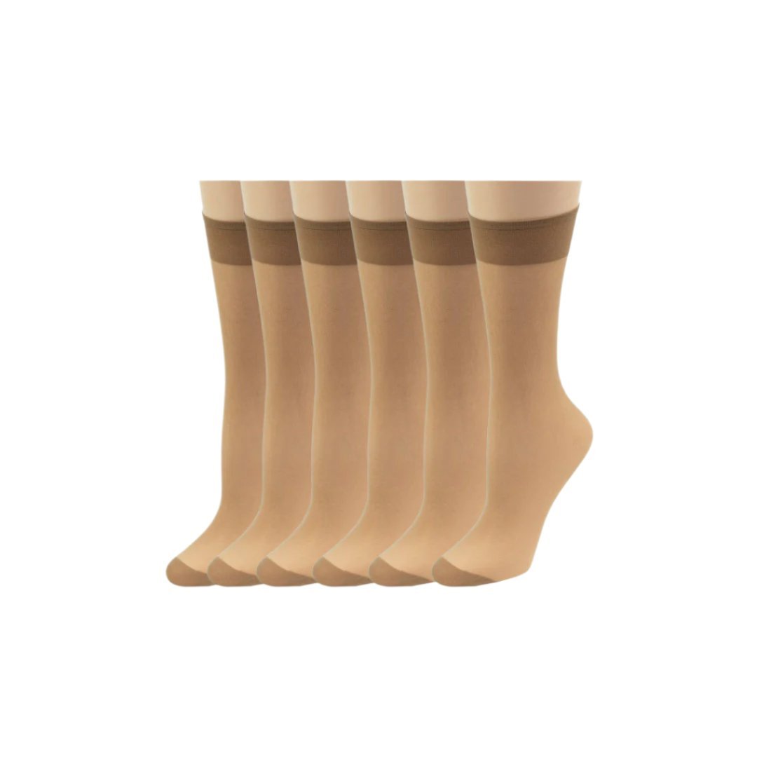 Women's Stay-Up Nylon Knee Highs Queen Plus 6 Pair Packs - Wear Sierra