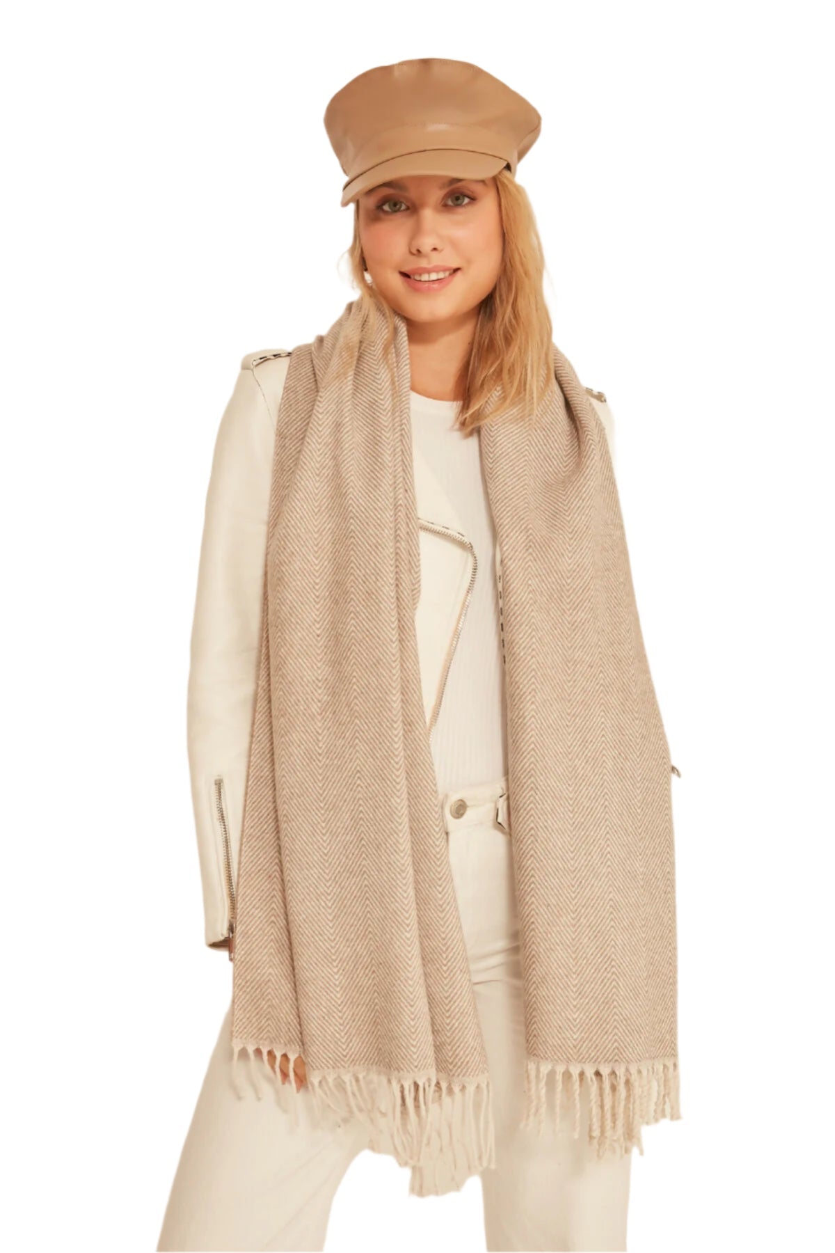 Women's Thick Shoulder Shawl, Soft Textured Scarf with Tassels For Fall & Winter - Wear Sierra