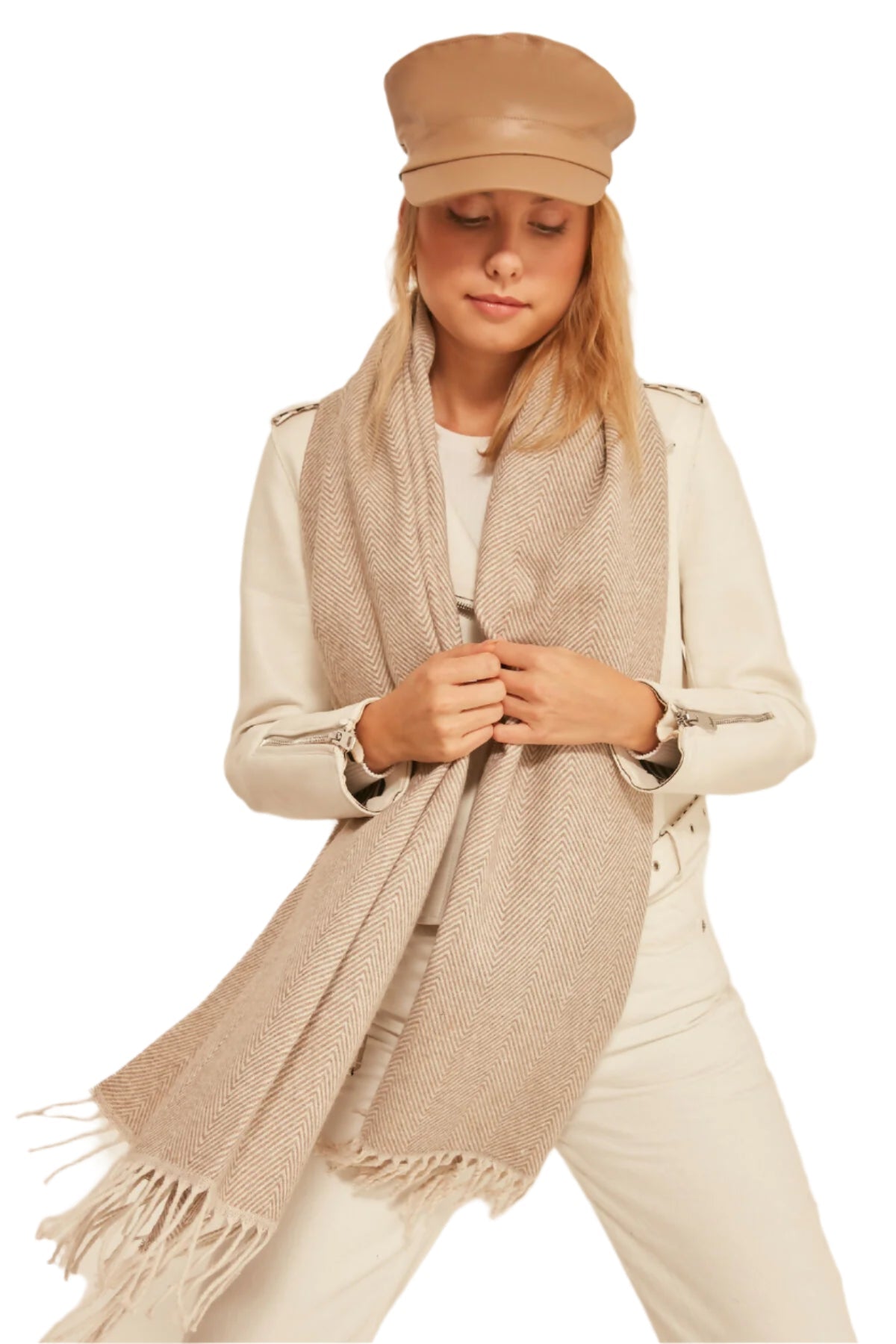 Women's Thick Shoulder Shawl, Soft Textured Scarf with Tassels For Fall & Winter - Wear Sierra