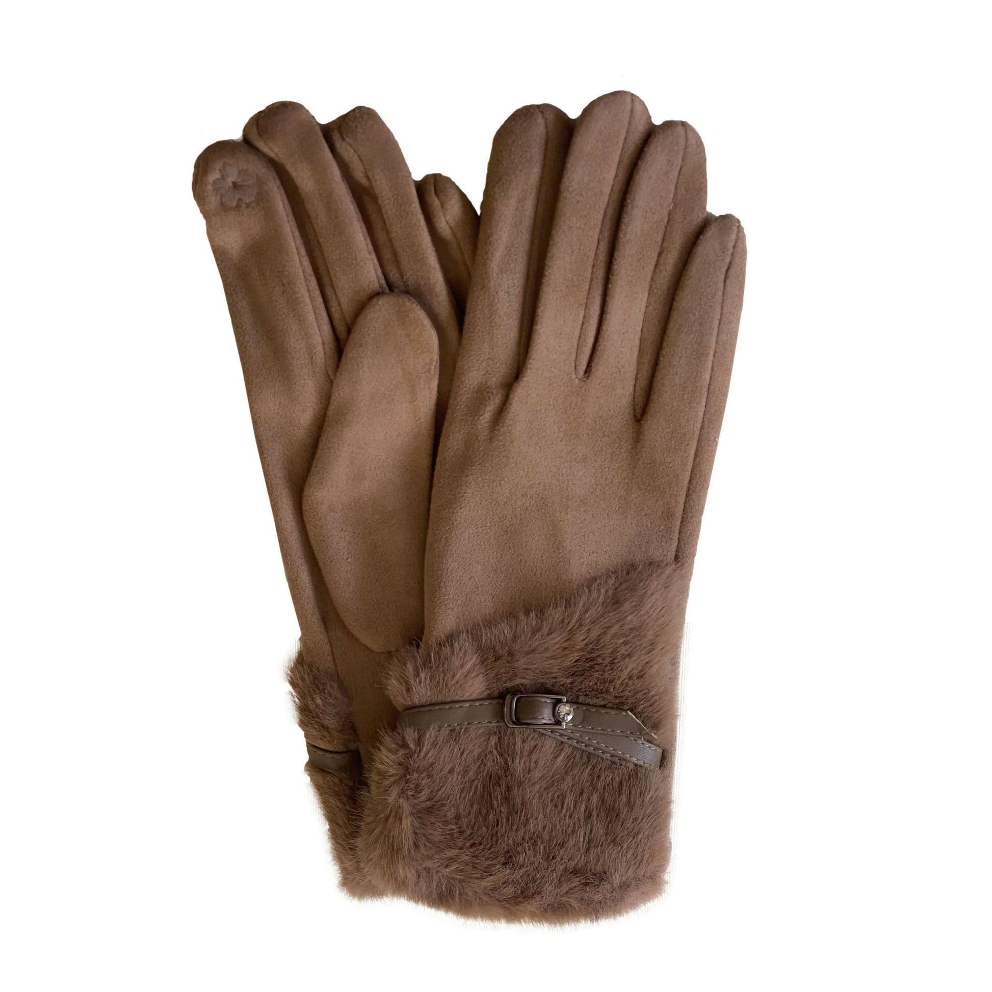 Women's Touchscreen Gloves With Furry Cuffs, Stylish and Elegant - Wear Sierra