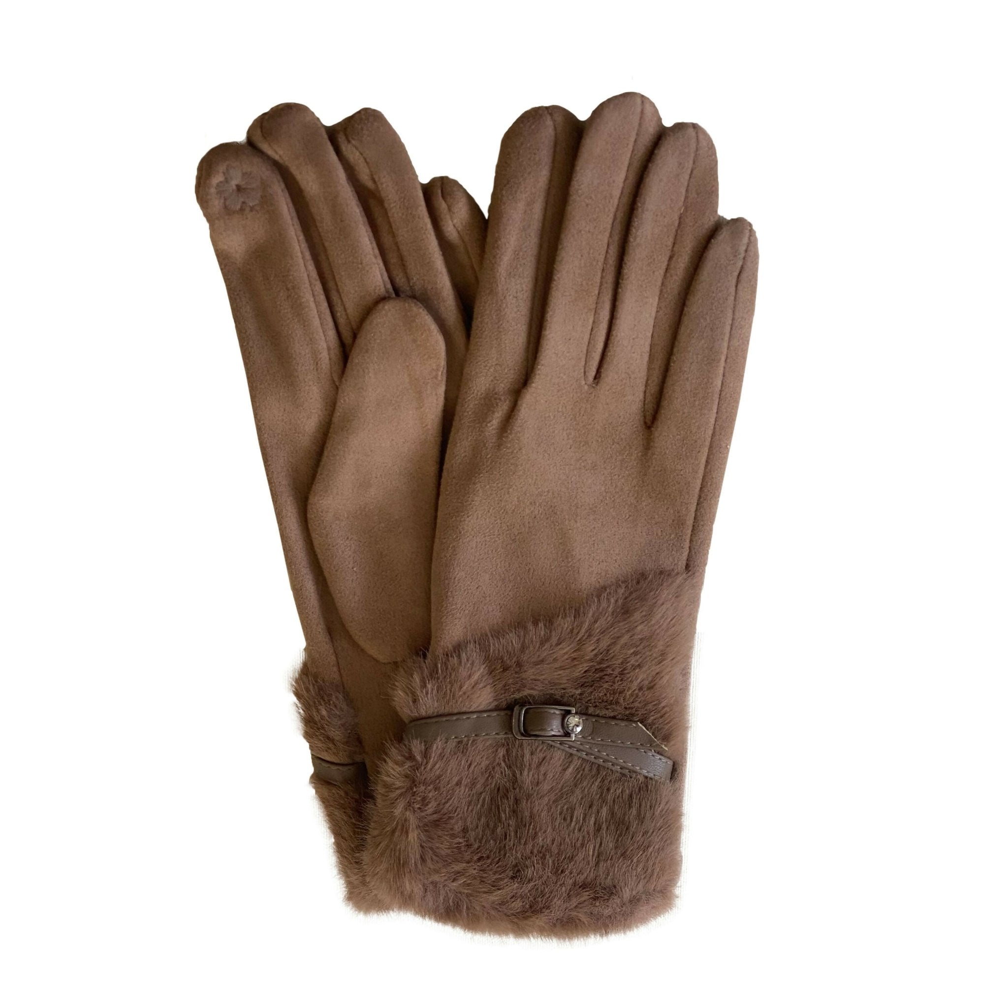 Women's Touchscreen Gloves With Furry Cuffs, Stylish and Elegant - Wear Sierra