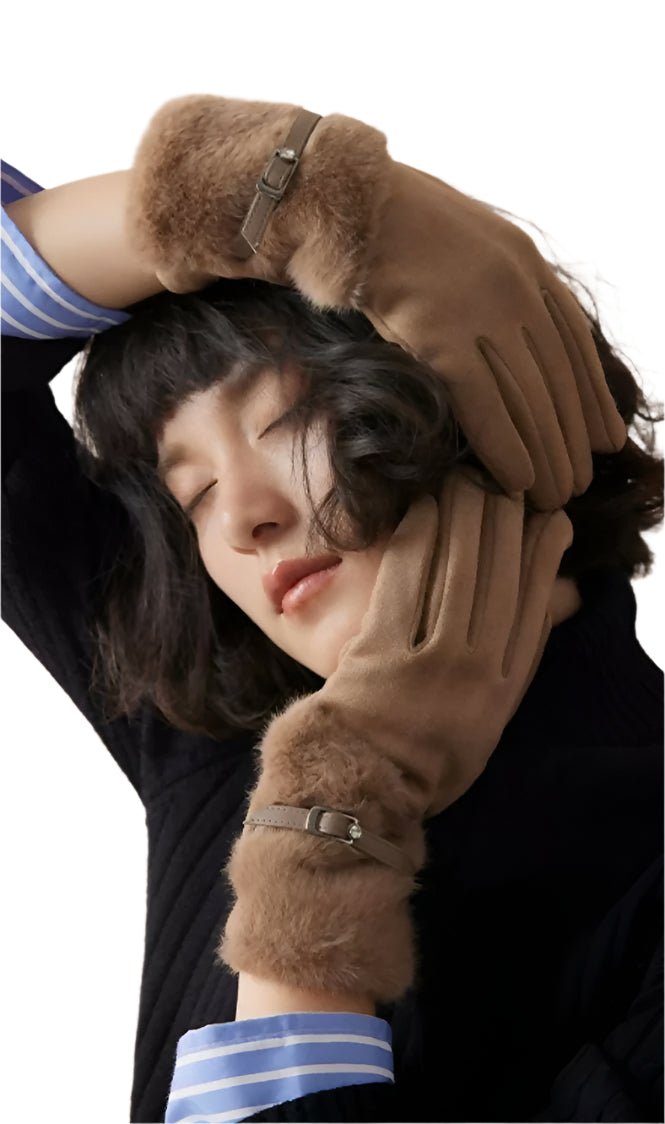 Women's Touchscreen Gloves With Furry Cuffs, Stylish and Elegant - Wear Sierra