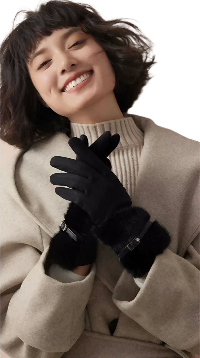 Women's Touchscreen Gloves With Furry Cuffs, Stylish and Elegant - Wear Sierra