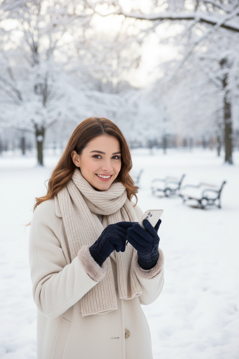 Women's Touchscreen Gloves – Soft, Furry Lining Cable Knit Winter Gloves