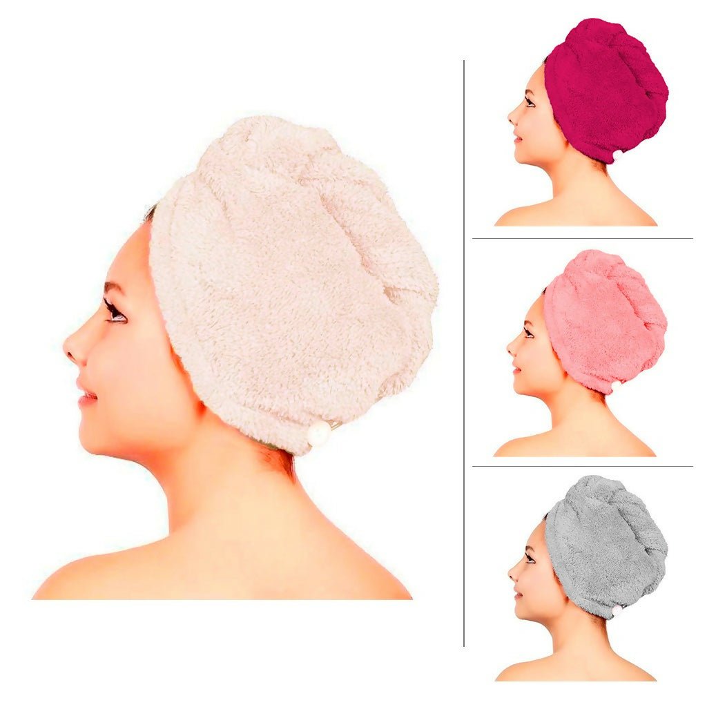 Women's Twist Hair Towel Wrap With Button, 4 Pack Set, 2 Pack Set, Super Absorbent, Quick Dry - Wear Sierra