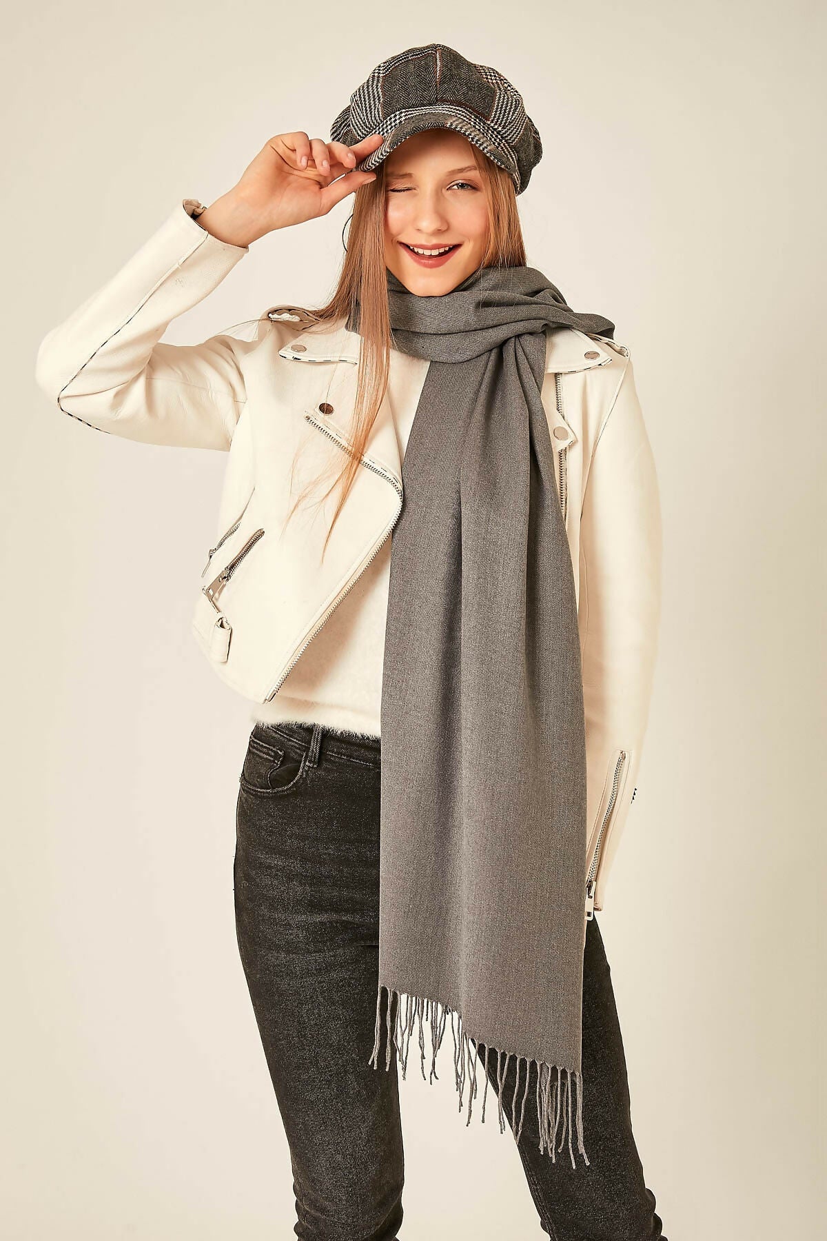 Women's Winter Essential Classic Plain Shawl-Scarf with Tassels - Wear Sierra
