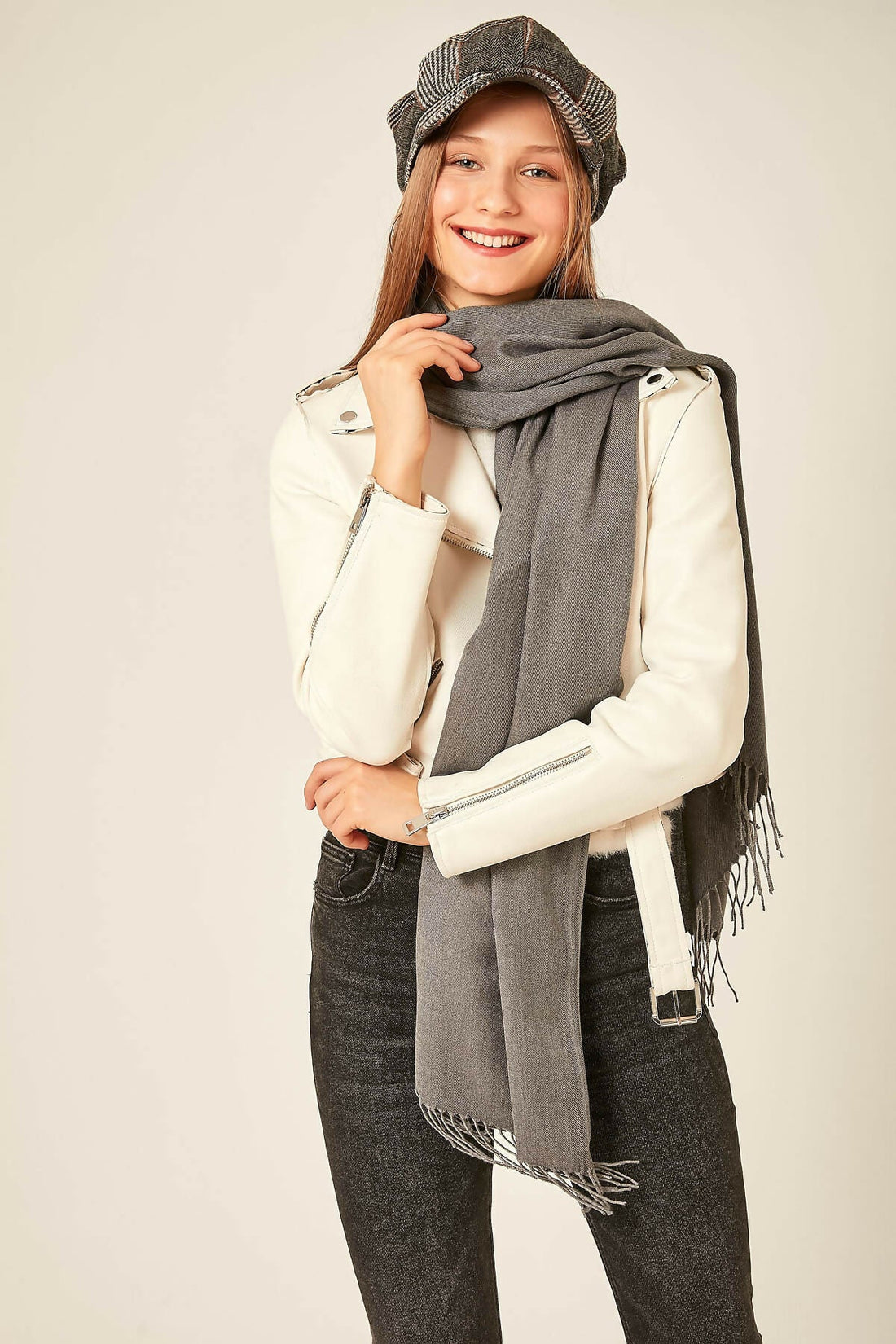 Women's Winter Essential Classic Plain Shawl-Scarf with Tassels - Wear Sierra