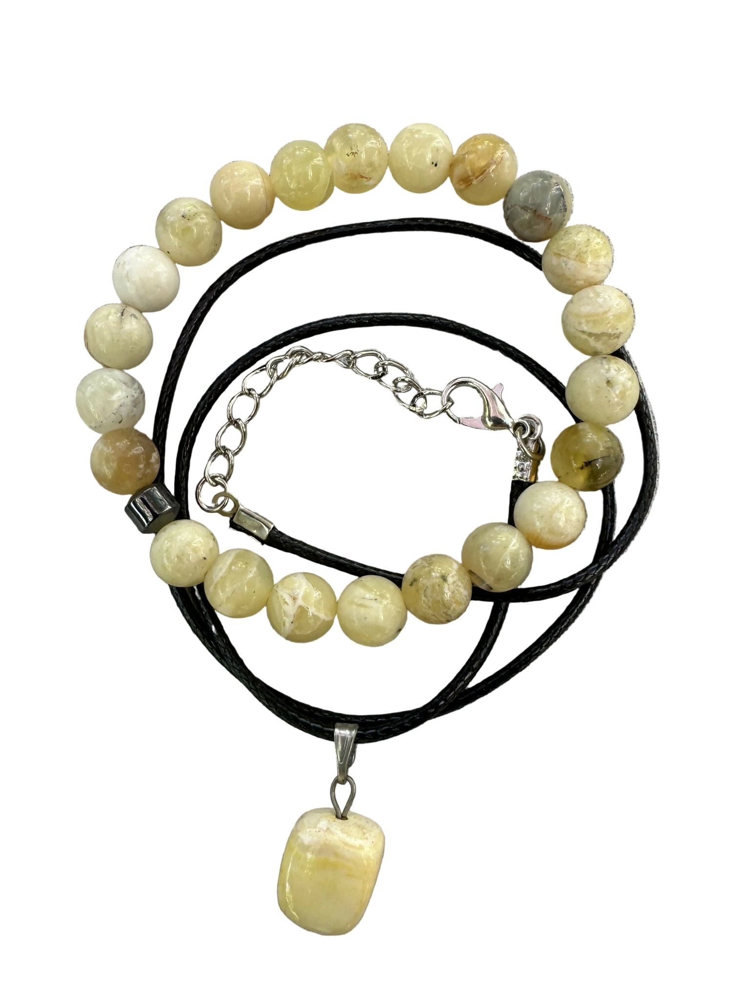 Yellow Opal Natural Stone Bracelet with Matching Necklace - Wear Sierra