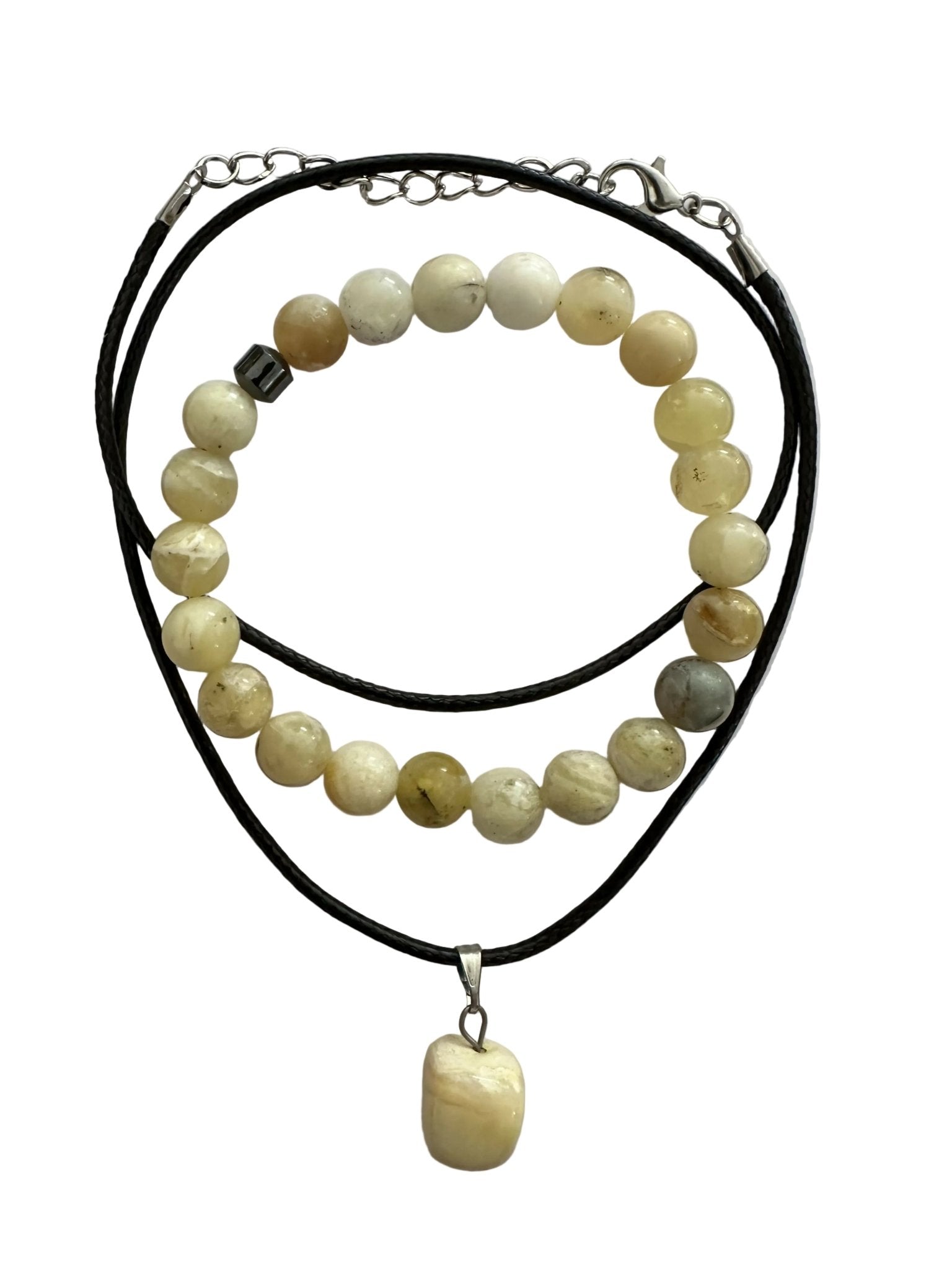 Yellow Opal Natural Stone Bracelet with Matching Necklace - Wear Sierra