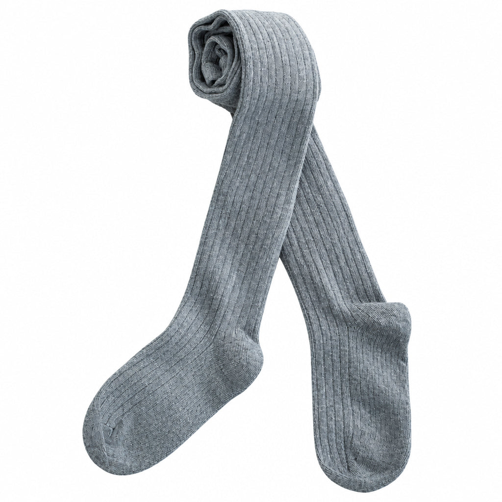 Young Girls and Tweens Combed Cotton Ribbed Tights, School Uniform Seamless Toe Comfortable All-Day Wear - Wear Sierra