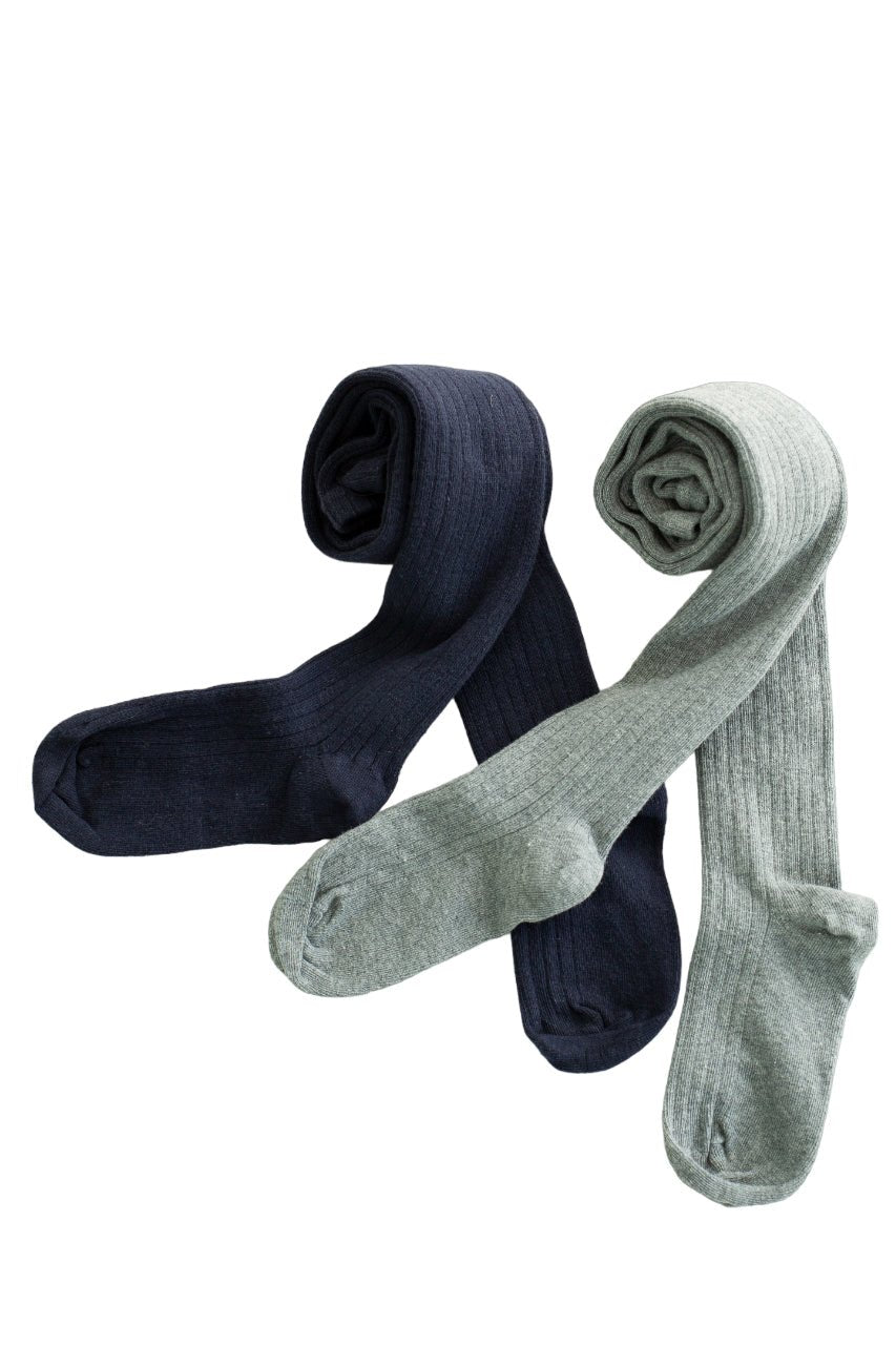 Young Girls and Tweens Combed Cotton Ribbed Tights, School Uniform Seamless Toe Comfortable All-Day Wear - Wear Sierra