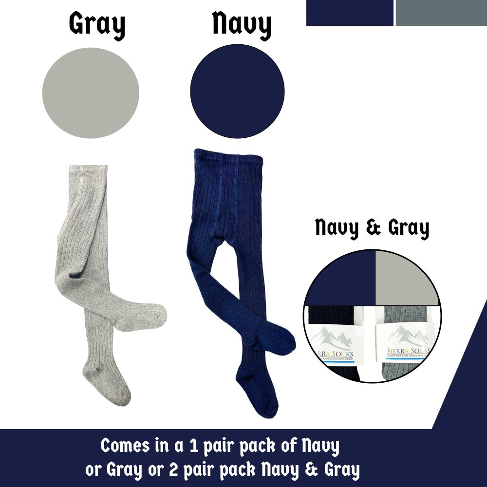 Young Girls and Tweens Combed Cotton Ribbed Tights, School Uniform Seamless Toe Comfortable All-Day Wear - Wear Sierra