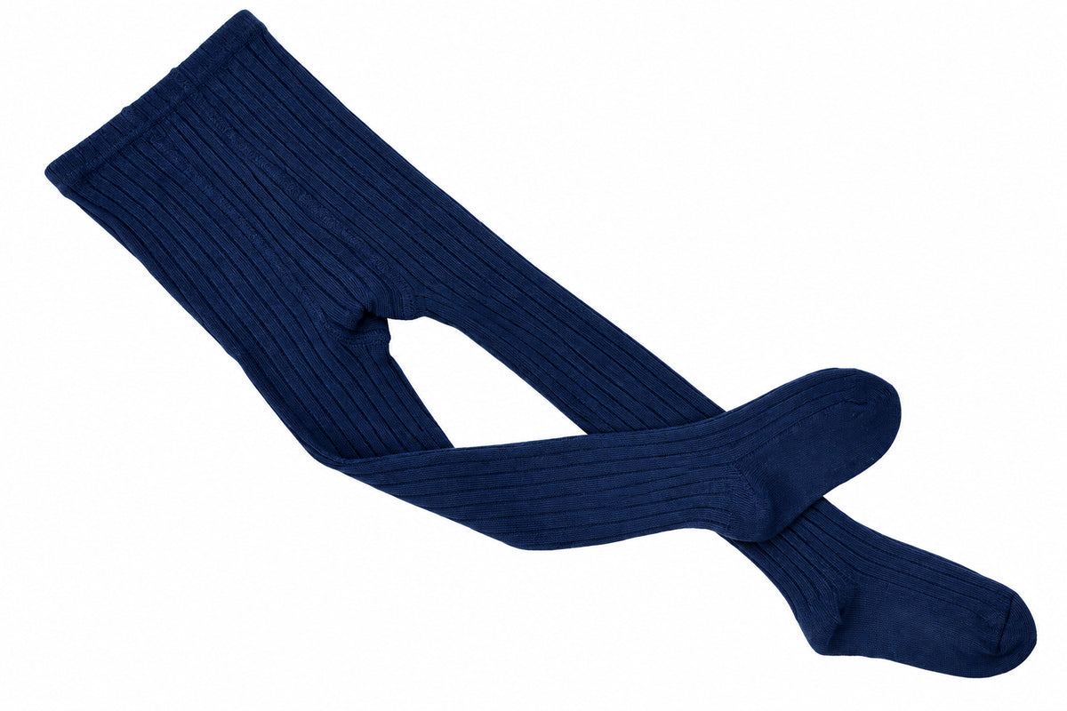 Young Girls and Tweens Combed Cotton Ribbed Tights, School Uniform Seamless Toe Comfortable All-Day Wear - Wear Sierra