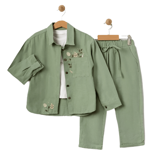 Young Girls' Casual, Comfortable Outfit - 3 Piece Outfit in Cotton, Great for Family Gatherings, School, Weddings - Wear Sierra
