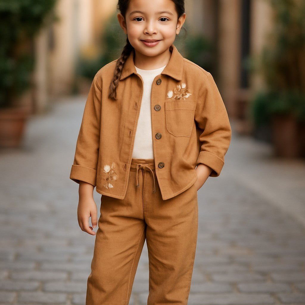 Young Girls' Casual, Comfortable Outfit - 3 Piece Outfit in Cotton, Great for Family Gatherings, School, Weddings - Wear Sierra