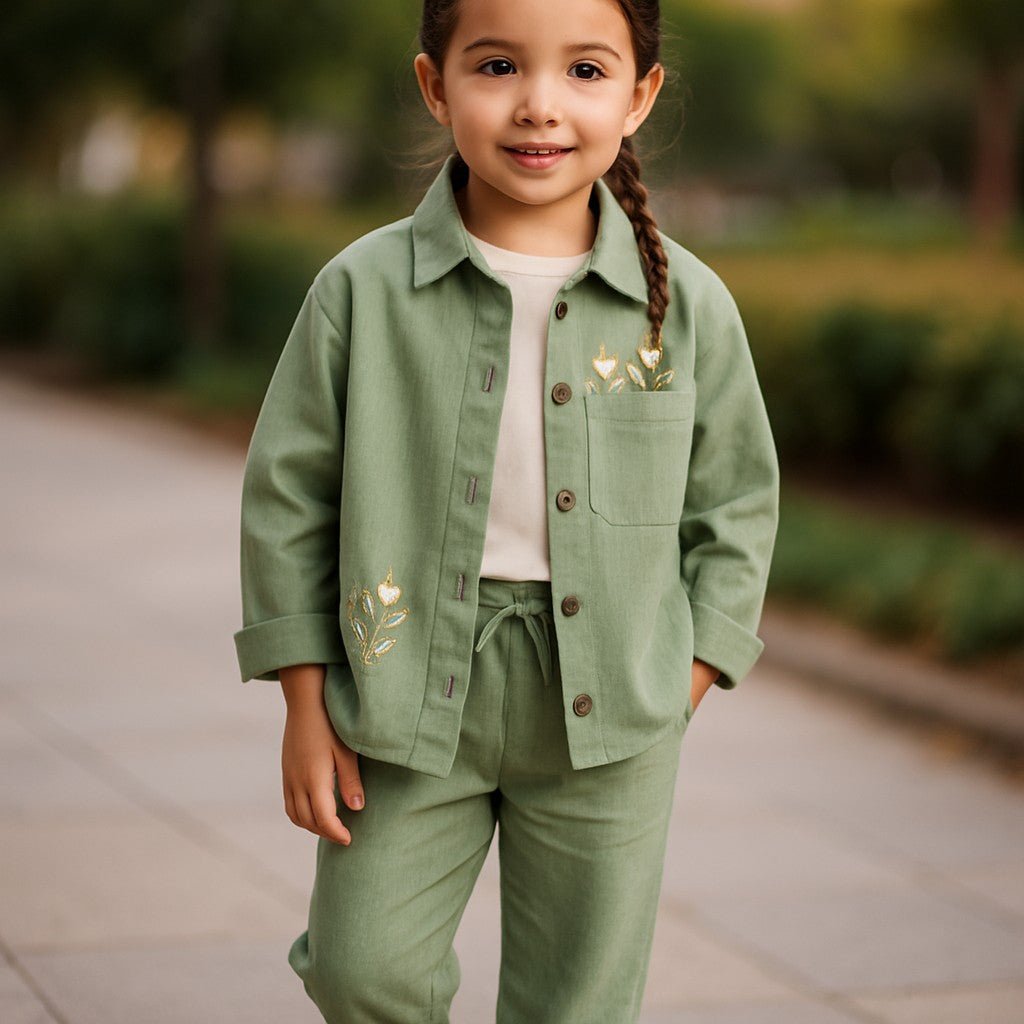 Young Girls' Casual, Comfortable Outfit - 3 Piece Outfit in Cotton, Great for Family Gatherings, School, Weddings - Wear Sierra
