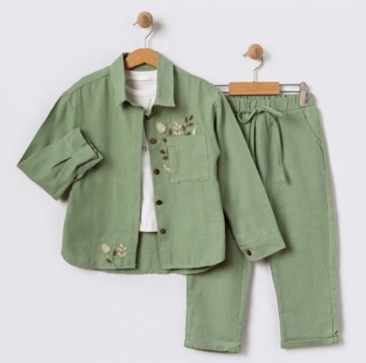 Young Girls' Casual, Comfortable Outfit - 3 Piece Outfit in Cotton, Great for Family Gatherings, School, Weddings - Wear Sierra
