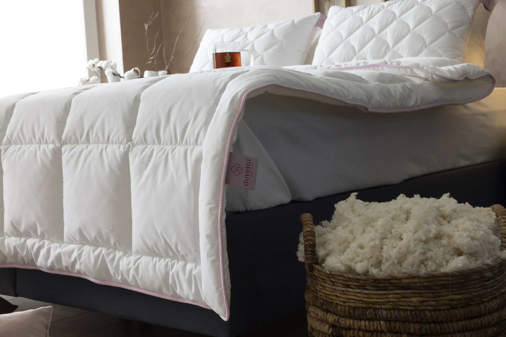 Duvetta 100% Cotton Comforter with Cotton Fabric Cover Premium Quality Cotton -All Season Useable- Duvet-Medium Weight Quilt (King U.S. Standard)