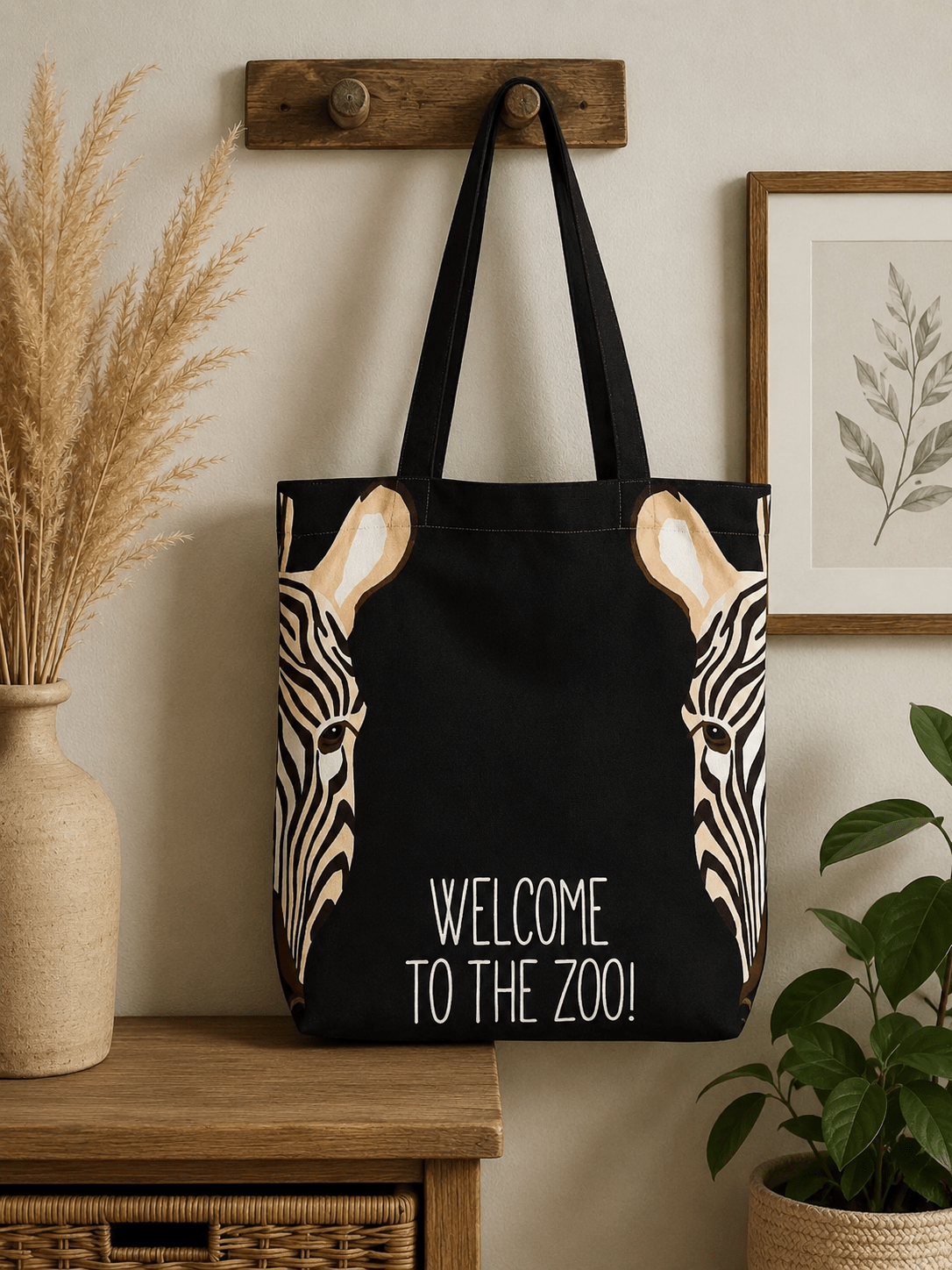 Zebra Patterned "Welcome to the Zoo" Tote Bag - Great for a Day at the Lake, Pool or Beach - Wear Sierra