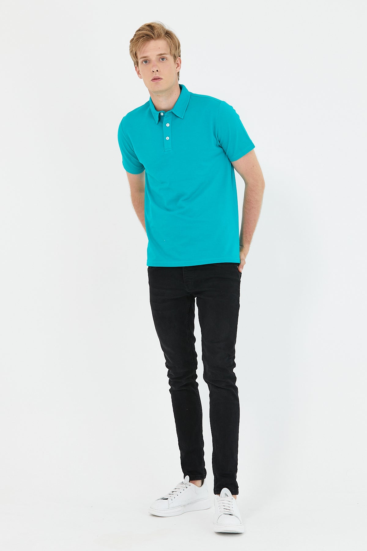 Men's Polo Quick Dry 3-Button Short Sleeve Cotton T-Shirts, Solid Color T-Shirt