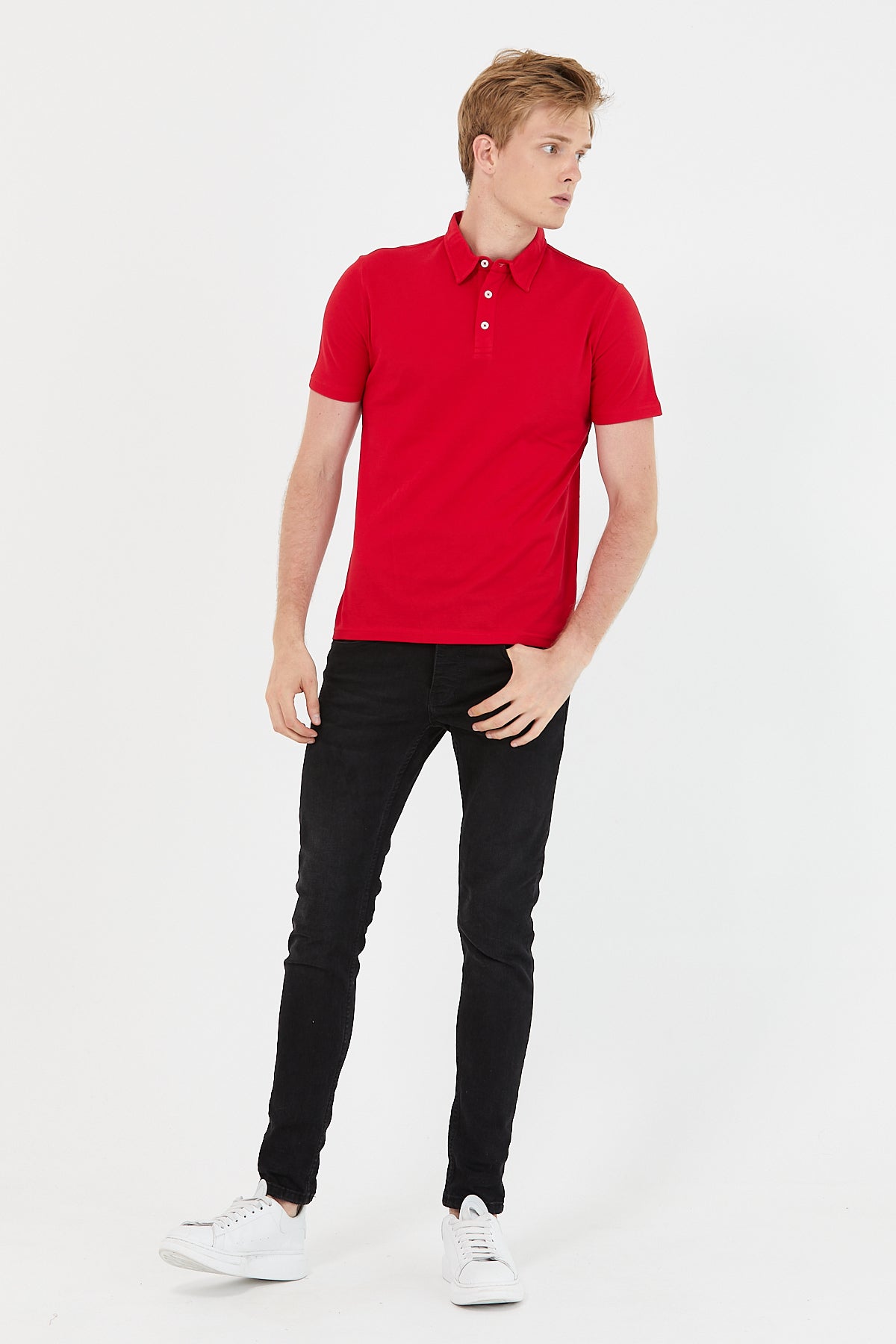 Men's Polo Quick Dry 3-Button Short Sleeve Cotton T-Shirts, Solid Color T-Shirt