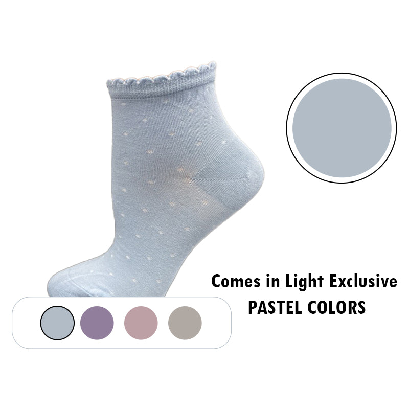 Women's Bamboo Low Cut Quarter 2 -Pair & 4-Pair Pack Picot Scalloped Edge Socks