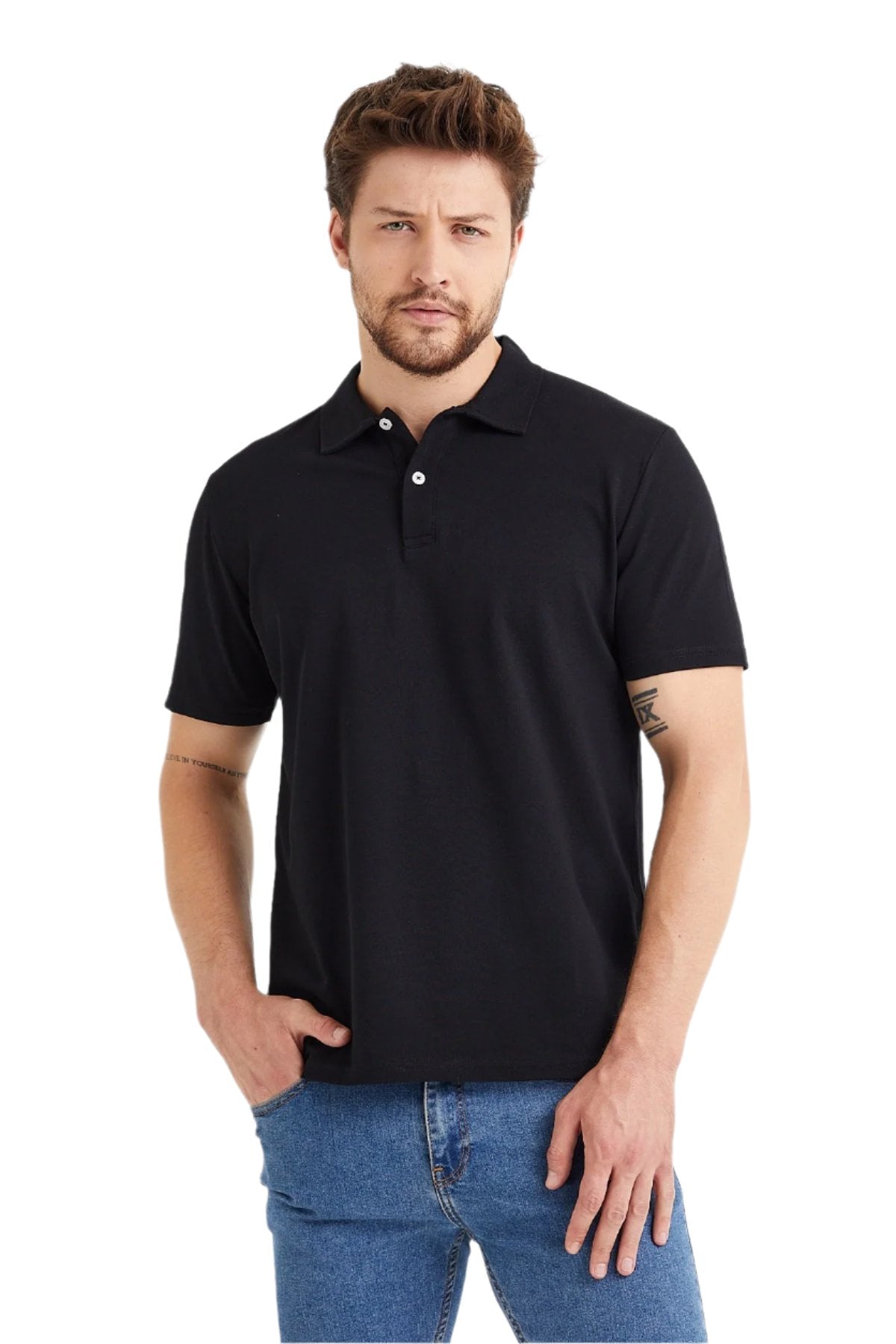 Men's Polo Performance Quick Soft 2-Button Solid Short Sleeve Cotton T-Shirt