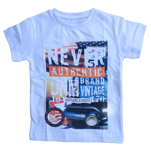 Never - Crew Neck Cotton T-Shirts for Children's - Gift for Son and Daughters - Color White & Red - Wear Sierra