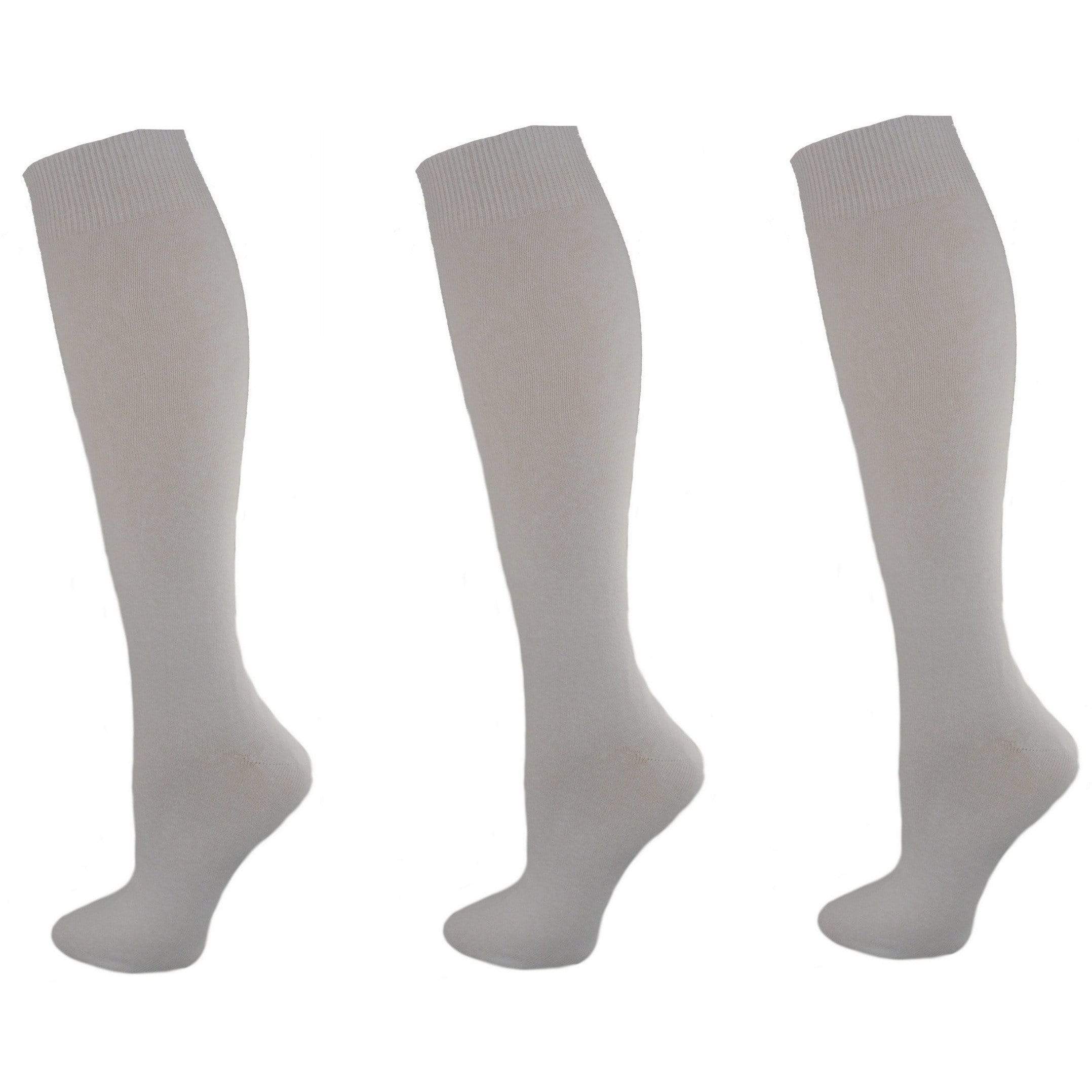 Classic Flat Knit Combed Cotton Knee High Socks 3 pair pack G7200