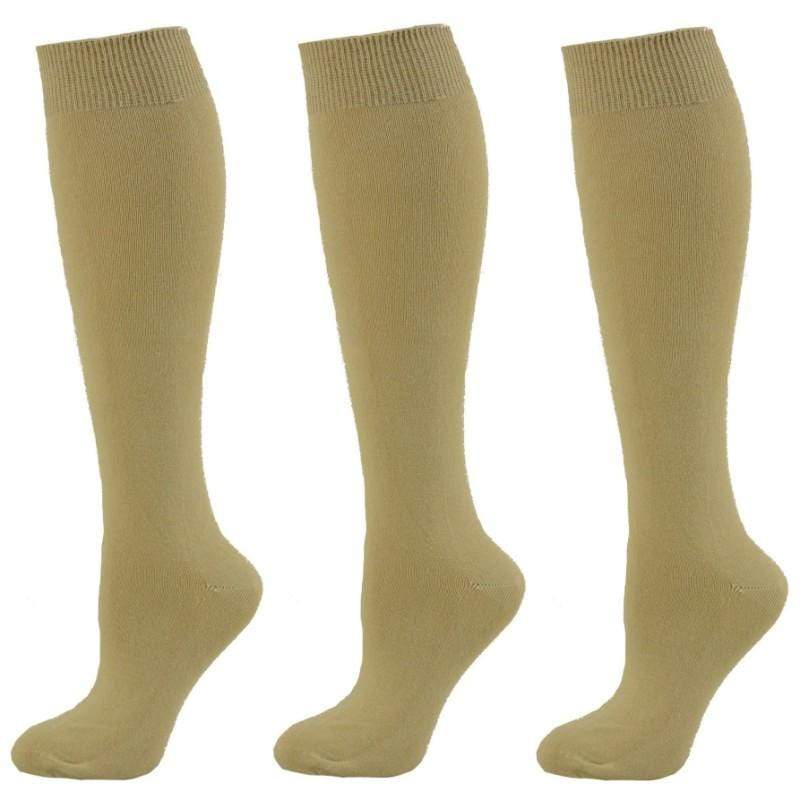 Classic Flat Knit Combed Cotton Knee High Socks 3 pair pack G7200