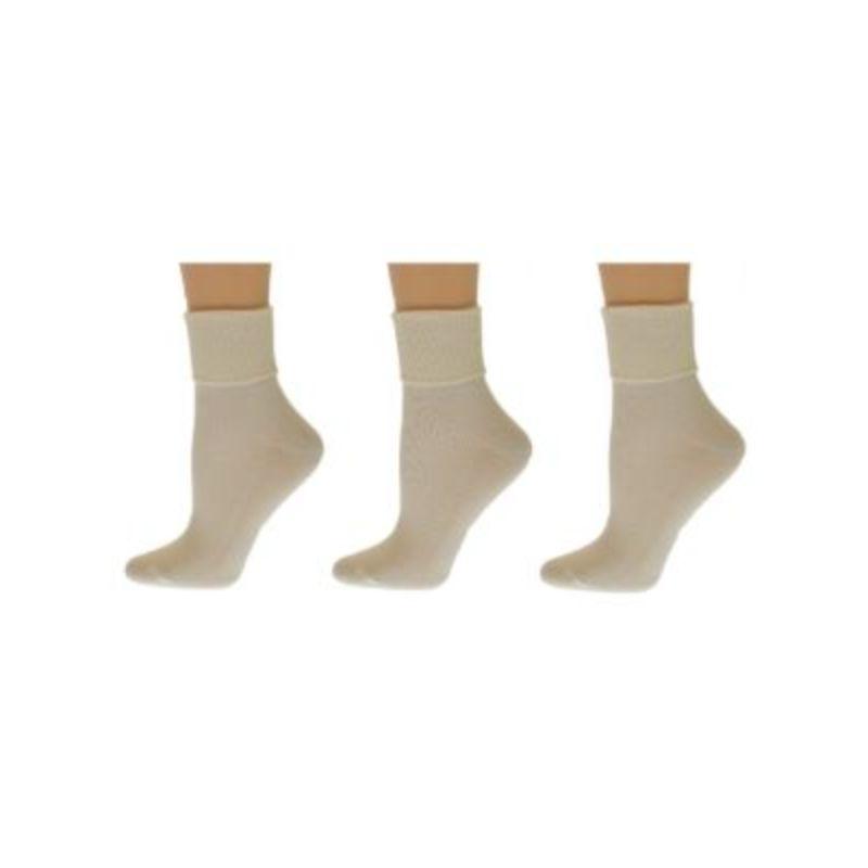 Turn Cuff Organic Cotton Seamless Toe 3 Pair Soft Socks, Women Active Wear Socks