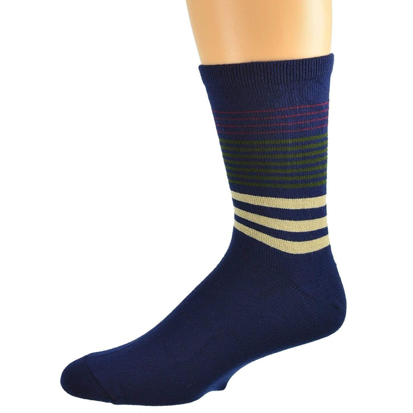 Striped Unisex Hi-Bulk Outdoor Acrylic 2 Pair-Pack Crew Winter Thermal Socks 2004