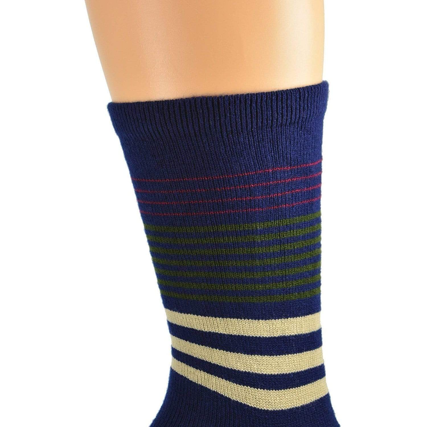 Striped Unisex Hi-Bulk Outdoor Acrylic 2 Pair-Pack Crew Winter Thermal Socks 2004