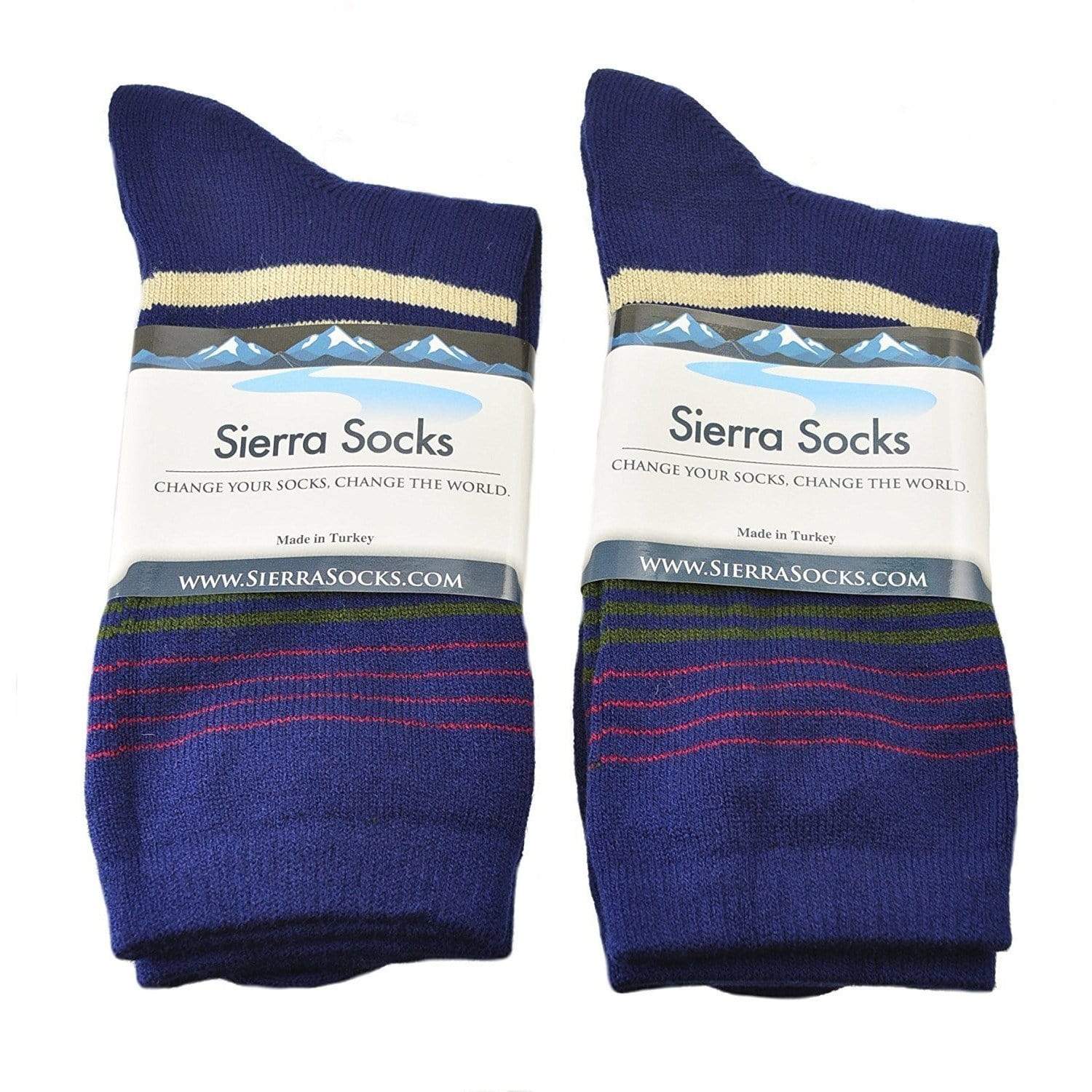 Striped Unisex Hi-Bulk Outdoor Acrylic 2 Pair-Pack Crew Winter Thermal Socks 2004