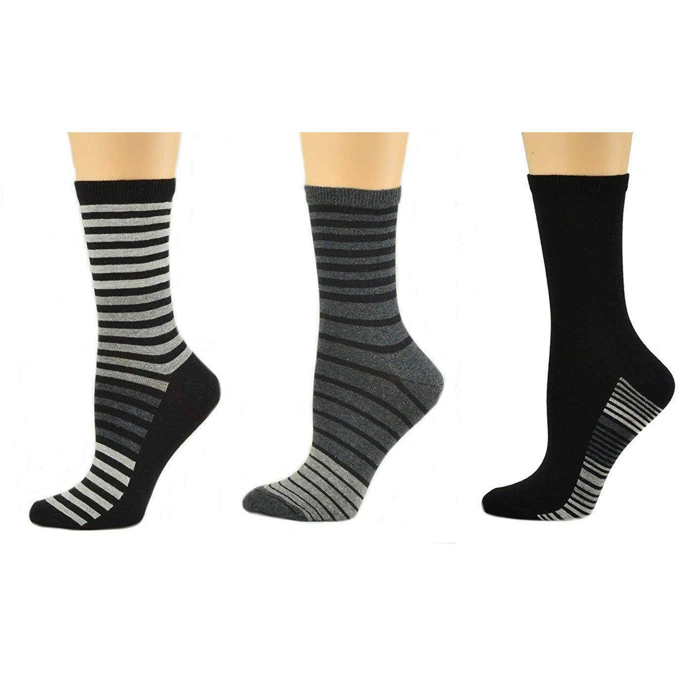 Sierra Socks Women's Striped Cotton 1 Pair or 3 Pair Pack Socks W89