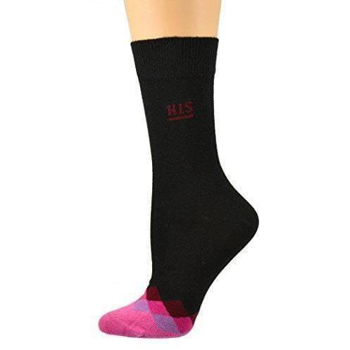 Sierra Socks Women's Cotton Diamond Contrast Toe Dress Casual Crew