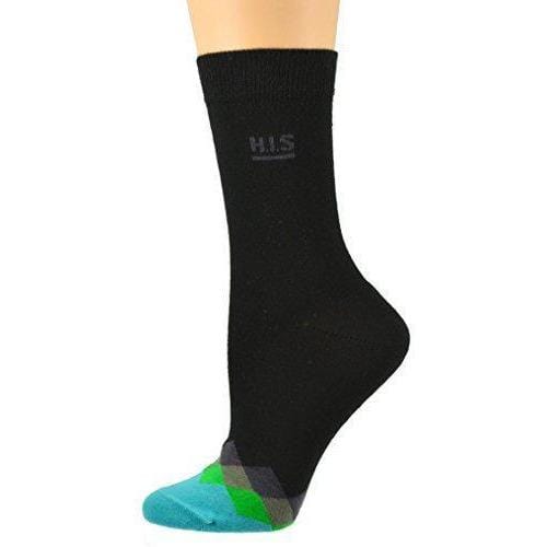 Sierra Socks Women's Cotton Diamond Contrast Toe Dress Casual Crew