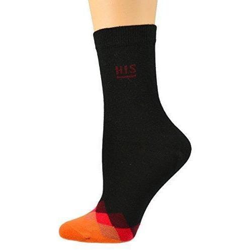 Sierra Socks Women's Cotton Diamond Contrast Toe Dress Casual Crew