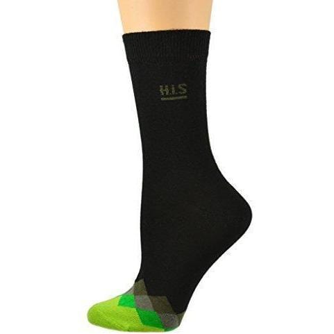 Sierra Socks Women's Cotton Diamond Contrast Toe Dress Casual Crew