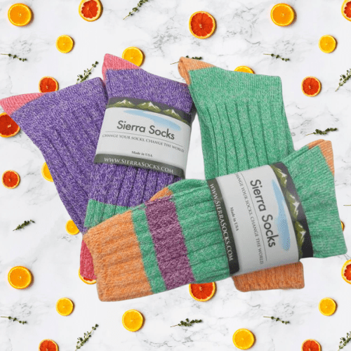 Sierra Socks Twisted Medium Thickness Boot Stripe Comfortable Crew W5067