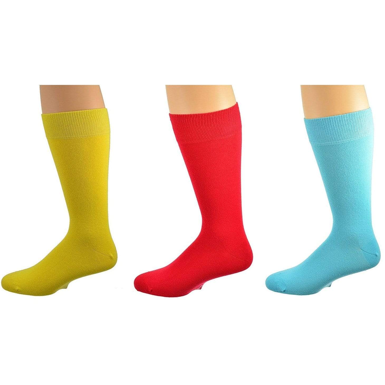 Sierra Socks Men's Crew Cotton Solid Vibrant Colorful Seamless Toe Socks 3 Pair Pack