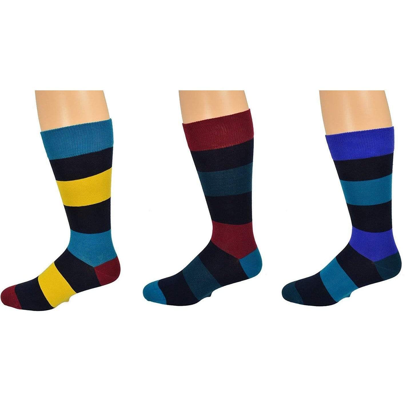 Sierra Socks Men's Casual Cotton Blend Fashion Design Mid Calf Dress Crew Socks, 2 or 3 Pairs