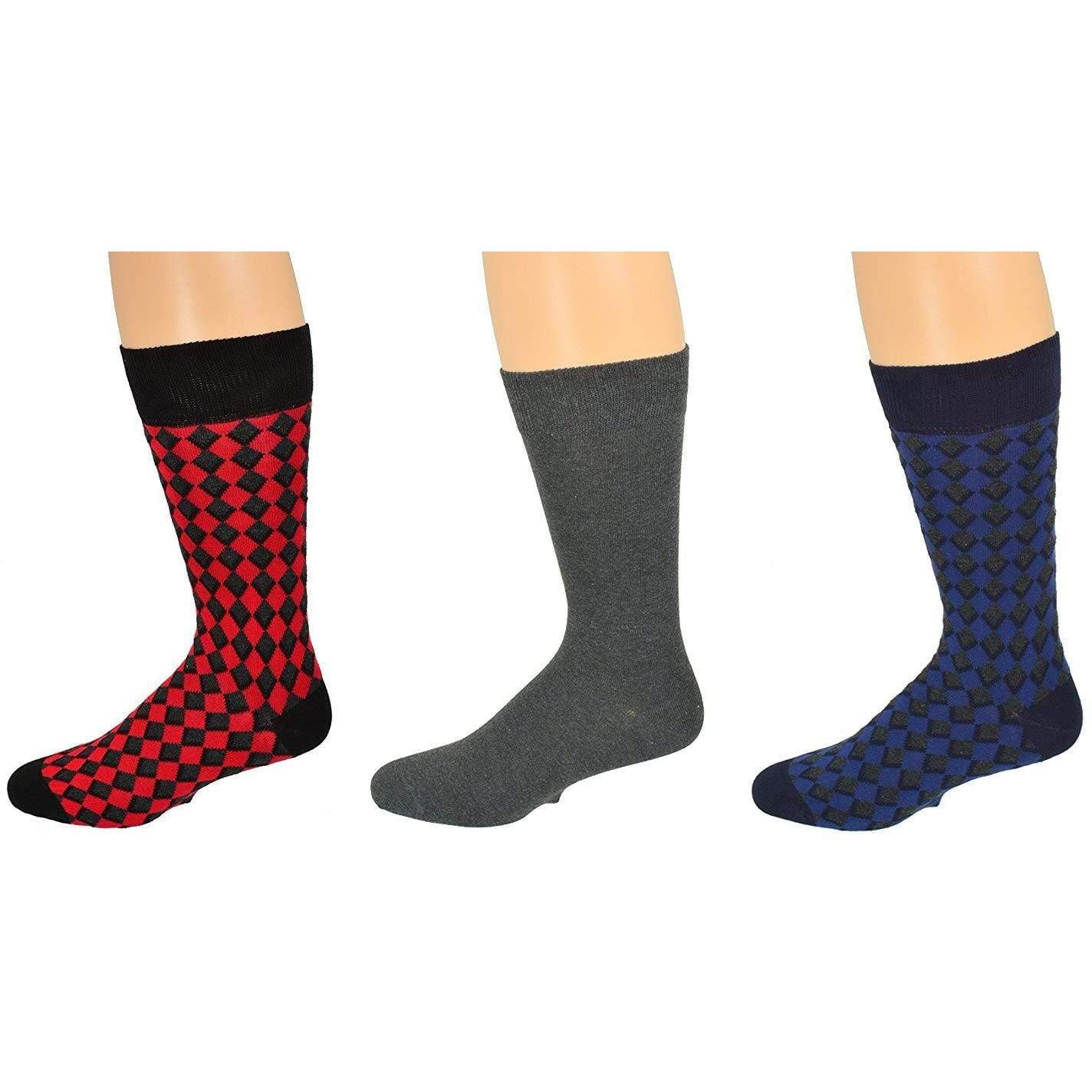 Sierra Socks Men's Casual Cotton Blend Fashion Design Mid Calf Dress Crew Socks, 2 or 3 Pairs
